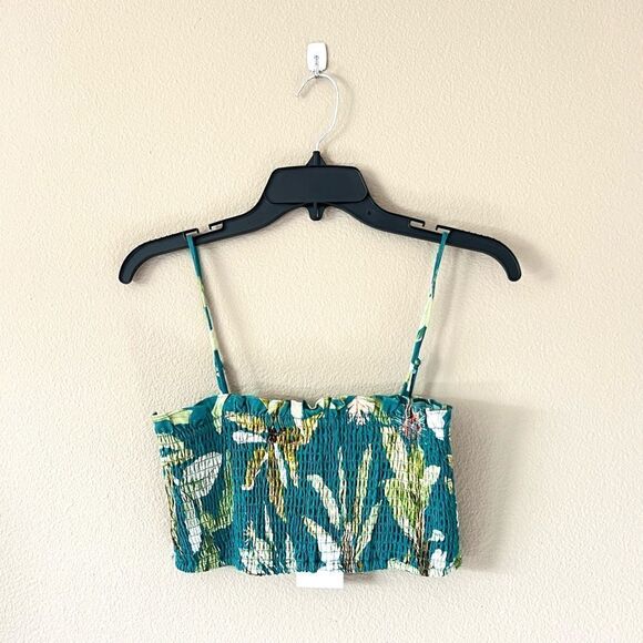 NWT O.P.T Linen Blend Tropical Print Crop Top - Picture 1 of 6